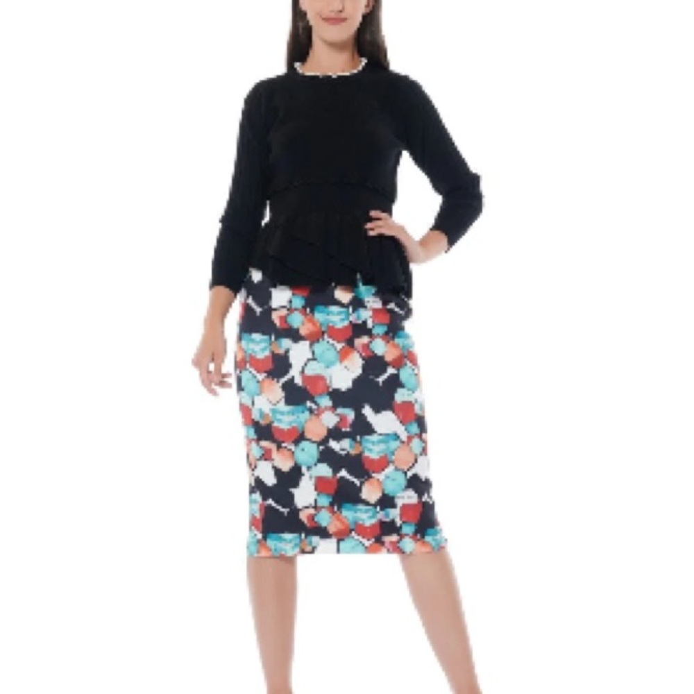 Gracia Multicolor Geometric Pencil Skirt